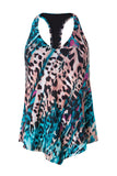Retro Print Halter T Back Handkerchief Tankini