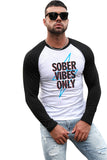 Men's Letter Car Print Color Block Long Sleeve Top