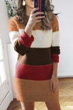 Khaki Color Block Sweater Dress