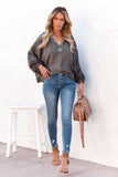Split V Neck Dolman Top
