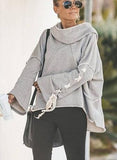 High Collar Spliced Irregular Hooded Sweatshirt