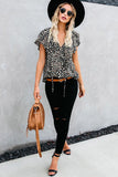 V-neck Short Sleeve Fashion Print Fantasy Fluttering Blouse