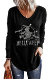 Halloween Witch Shining Graphic Print V Neck Top