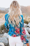 V Neck Long Sleeve Tie Front Blouse