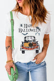 Happy Halloween Pumpkin Truck Print Graphic Tee