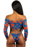 African Print Long Sleeve Two Piece Bathing Suit
