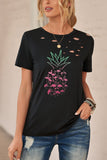 Flamingo Pineapple Graphic Ripped Tee