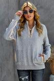 High Neck 1/4 Zip Pocketed Cozy Sweater