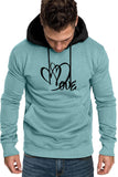 Valentine Love Heart Print Color Block Men's Pullover Hoodie