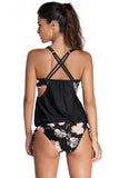 Layered-Style Floral Tankini with Triangular Briefs