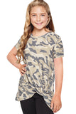 Camouflage Print Twist Girls Tee