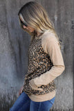 Leopard Kangaroo Pocket Raglan Sleeves Sweatshirt