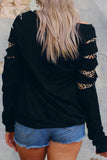 Letter Leopard Serape Print Cut-out Graphic Sweatshirt