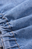 Turn Down Collar Pocket Buttoned Denim Jacket