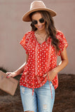 V-neck Short Sleeve Fashion Print Fantasy Fluttering Blouse