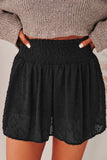 Smocked Waist Swiss Dot Casual Shorts