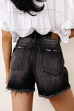 Vintage Washed High Waist Frayed Cutoff Denim Shorts