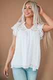 Eyelet Ruffled Cap Sleeve Babydoll Top