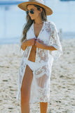 Floral Lace Mesh Open Front Kimono