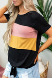 Color Block Panel Front T-shirt with Knot