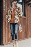 Khaki Cozy Plush Leopard Jacket