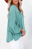 Green Split V Neck Dolman Top