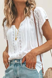 Crochet Eyelet Short Sleeves Top