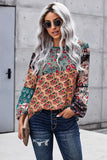 Multicolor Bohemian Floral Print Patchwork Top