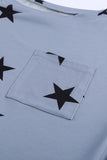 Crew Neck Star Print T-shirt with Pocket