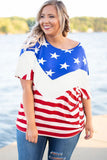 Plus Size Flag Pattern Tee