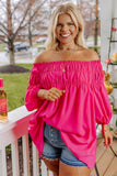 Rose Plus Size Smocked Bust Off-the-shoulder Blouse