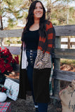 Buffalo Plaid Leopard Colorblock Plus Size Duster Cardigan