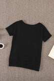 Side Button Detail Short Sleeve T Shirt for Little Girls