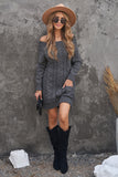 Off-shoulder Cable Knit Sweater Dress