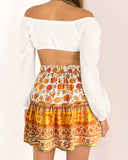 Ruffle Skirt Floral Print Skirt