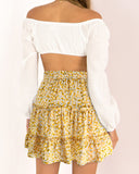 Ruffle Skirt Floral Print Skirt