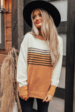 Colorblock Striped Crew Neck Sweater