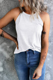 White Plain Halter Neck Tank Top