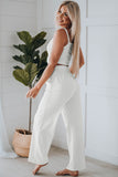 White Cropped Cami Top and High Waist Pants Two Piece Set