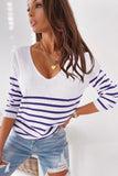 Striped V Neck Long Sleeve Sweater