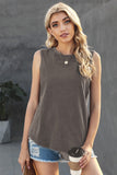 Round Neck Cotton Blend Tank