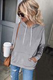 Drawstring Long Sleeve Hoodie with Kangaroo Pocket