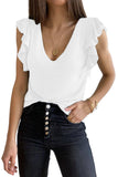 Khaki Cascading Ruffles Knit Tank Top