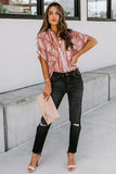 Printed Pocket Short Sleeve Blouse