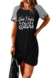 Pray Leopard Spliced Short Sleeve Ruched Mini Dress