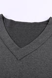 Oversized Mineral Wash Cotton Blend V Neck Short Sleeves Top