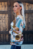 Multicolor Aztec Print Kangaroo Pocket Tunic Pullover Hoodie