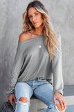 Loose Fit Wide Neck Batwing Sleeves Top