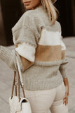 color Chunky Striped Mock Neck Pullover Sweater