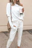 Slouchy One Shoulder Dolman Sleeves Ribbed Sweater